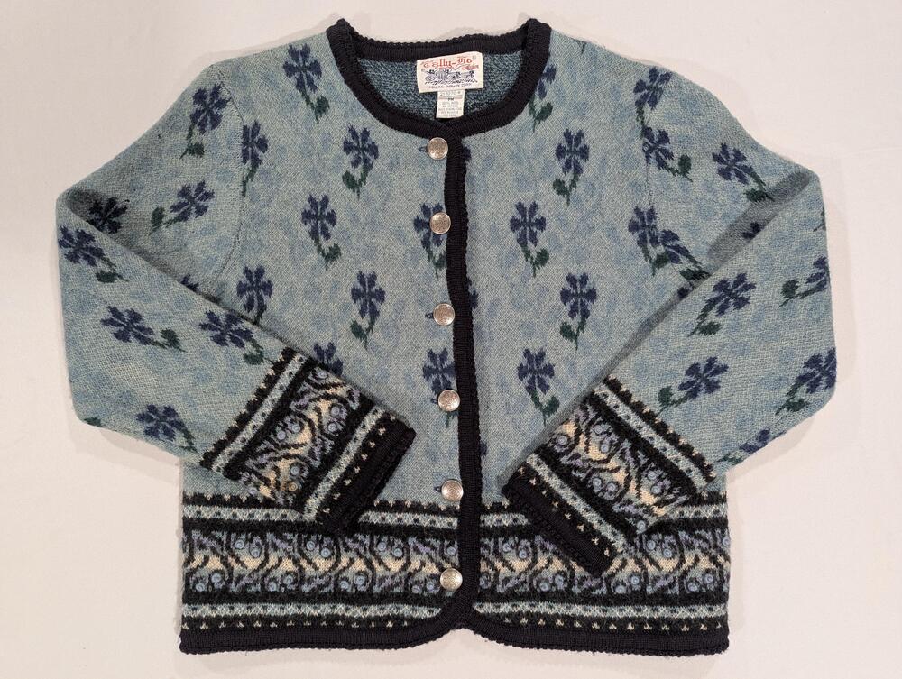 Vintage Tally Ho Cardigan Sweater Womens Petite 100% Wool Hong Kong